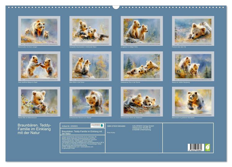 Produktbild: Braunb&auml;ren. Teddy-Familie im Einklang mit der Natur (Wandkalender 2027 DIN A2 quer), CALVENDO Monatskalender