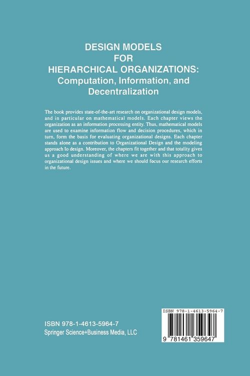 Produktbild: Design Models for Hierarchical Organizations