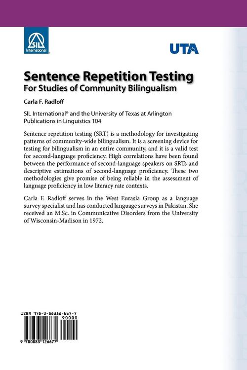Produktbild: Sentence Repetition Testing for Studies of Community Bilingualism