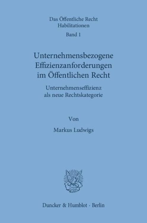 Produktbild: Unternehmensbezogene Effizienzanforderungen im &Ouml;ffentlichen Recht.