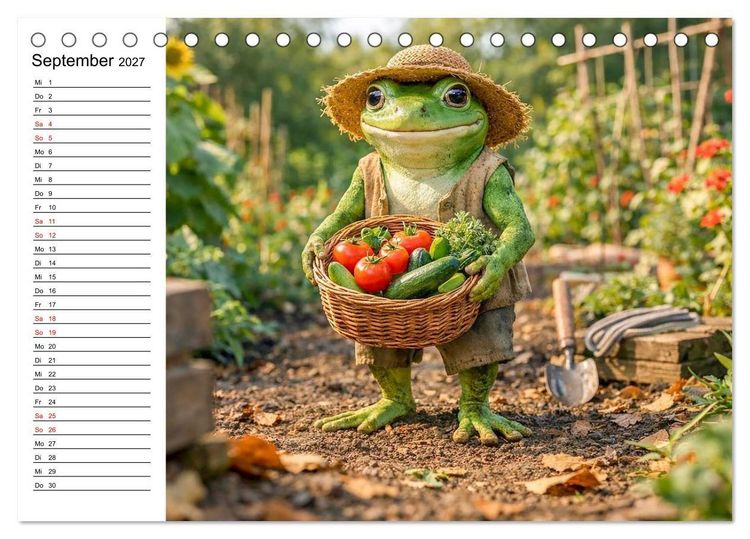 Produktbild: Frosch im Garten (Tischkalender 2027 DIN A5 quer), CALVENDO Monatskalender