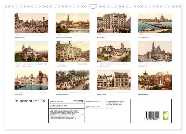 Produktbild: Deutschland um 1900 (Wandkalender 2026 DIN A3 quer), CALVENDO Monatskalender