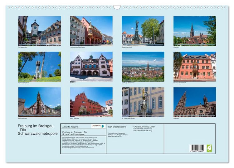 Produktbild: Freiburg im Breisgau - Die Schwarzwaldmetropole (Wandkalender 2026 DIN A2 quer), CALVENDO Monatskalender