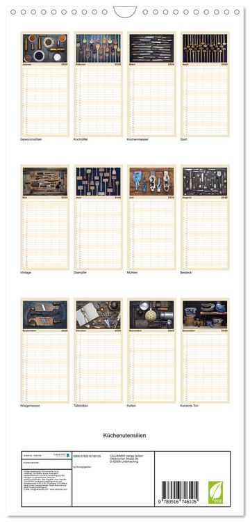 Produktbild: Familienplaner 2026 - K&uuml;chenutensilien mit 5 Spalten (Wandkalender, 21 x 45 cm) CALVENDO