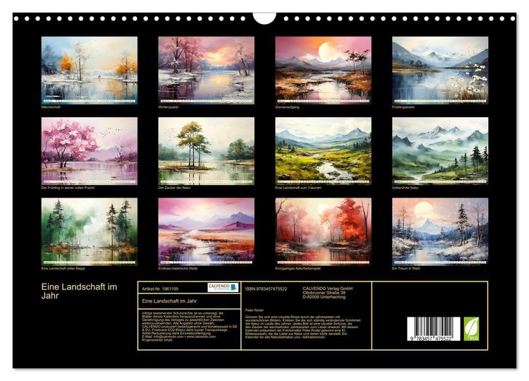Produktbild: Eine Landschaft im Jahr (Wandkalender 2026 DIN A3 quer), CALVENDO Monatskalender