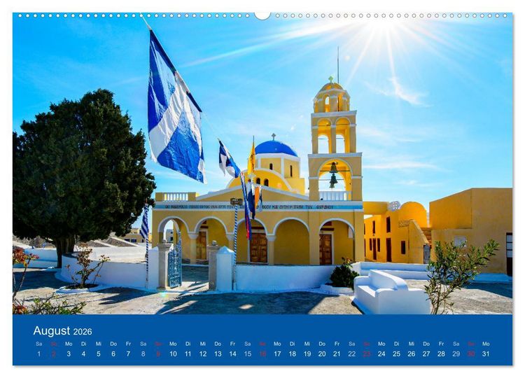 Produktbild: Santorin - eine Insel zum Tr&auml;umen (hochwertiger Premium Wandkalender 2026 DIN A2 quer), Kunstdruck in Hochglanz