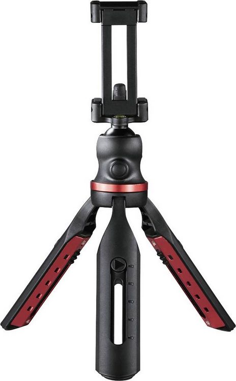 Produktbild: Hama Solid Tischstativ 1/4 Zoll Arbeitsh&ouml;he=16 - 19 cm Schwarz Kugelkopf, Wasserwaage, inkl. Smartphonehalter