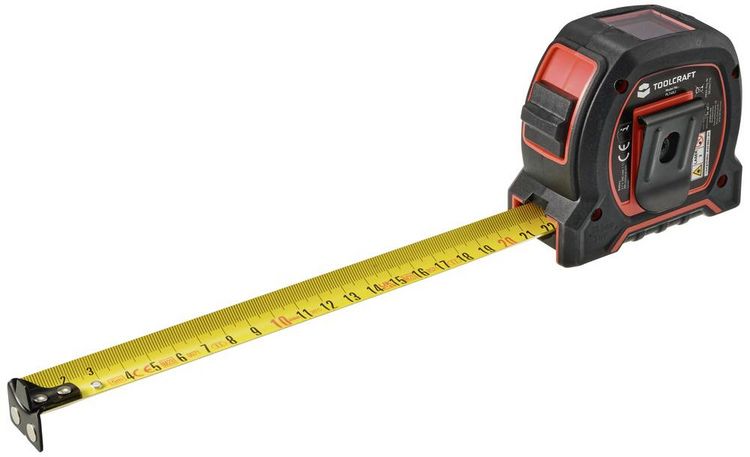 Produktbild: TOOLCRAFT 2 in 1 Laser-Entfernungsmesser Max. 40m mit Ma&szlig;band