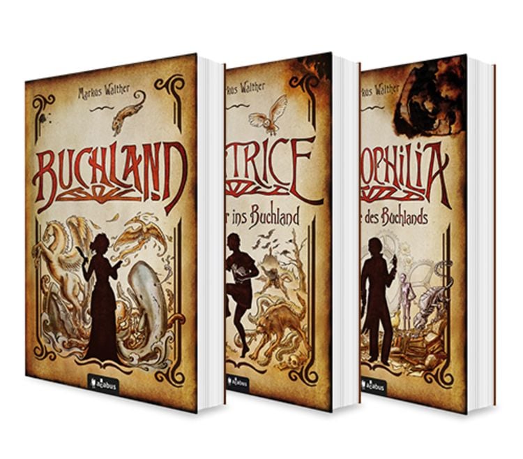 Produktbild: Buchland Band 1-3: Buchland / Beatrice. R&uuml;ckkehr ins Buchland / Bibliophilia. Das Ende des Buchlands: Die komplette Trilogie (Paperback)