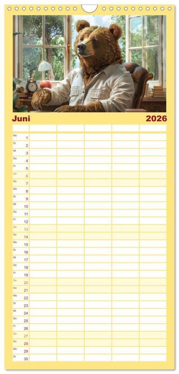 Produktbild: Familienplaner 2026 - B&auml;ren im B&uuml;ro mit 5 Spalten (Wandkalender, 21 x 45 cm) CALVENDO