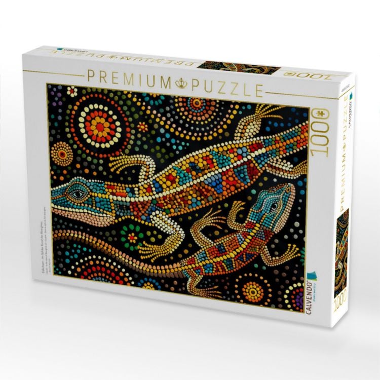 Produktbild: CALVENDO Puzzle Eidechsen - Im Stil der Kunst der Aborigines | 1000 Teile Lege-Gr&ouml;&szlig;e 64x48cm Foto-Puzzle f&uuml;r gl&uuml;ckliche Stunden