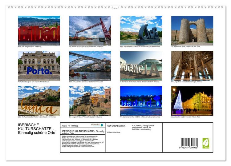 Produktbild: IBERISCHE KULTURSCH&Auml;TZE - Einmalig sch&ouml;ne Orte (hochwertiger Premium Wandkalender 2026 DIN A2 quer), Kunstdruck in Hochglanz