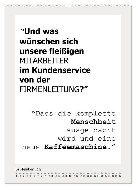 Produktbild: Spr&uuml;chekalender. Witziges f&uuml;rs B&uuml;ro (hochwertiger Premium Wandkalender 2026 DIN A2 hoch), Kunstdruck in Hochglanz