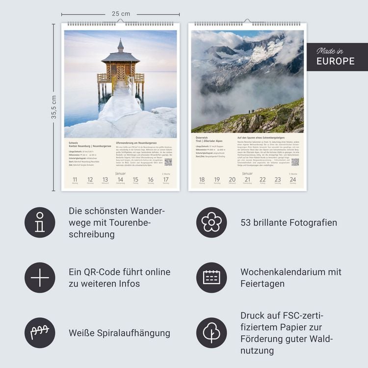 Produktbild: Wanderlust Wochen-Kulturkalender 2027 - 53 Touren von der K&uuml;ste bis zu den Alpen