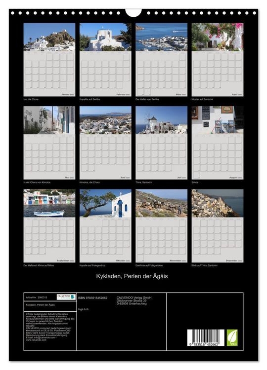 Produktbild: Kykladen, Perlen der &Auml;g&auml;is (Wandkalender 2026 DIN A3 hoch), CALVENDO Monatskalender