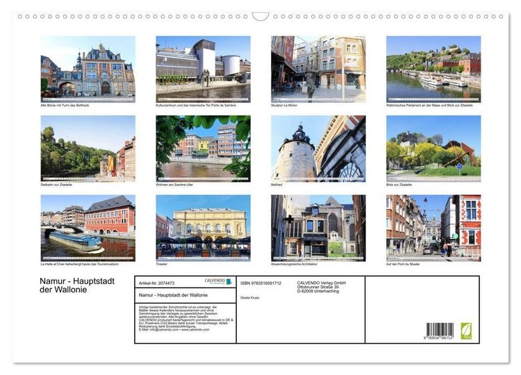 Produktbild: Namur - Hauptstadt der Wallonie (Wandkalender 2026 DIN A2 quer), CALVENDO Monatskalender