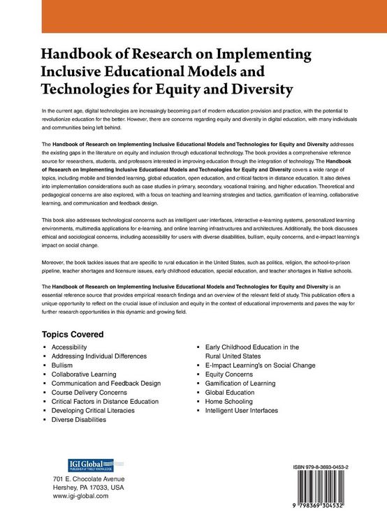 Produktbild: Handbook of Research on Implementing Inclusive Educational Models and Technologies for Equity and Diversity