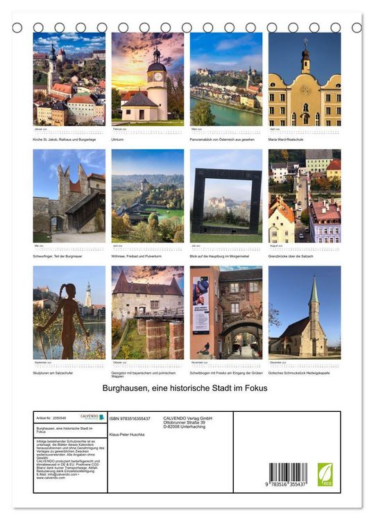 Produktbild: Burghausen, eine historische Stadt im Fokus (Tischkalender 2026 DIN A5 hoch), CALVENDO Monatskalender