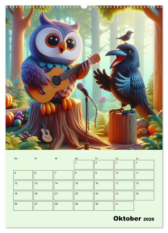 Produktbild: Waldtiere machen Musik (hochwertiger Premium Wandkalender 2026 DIN A2 hoch), Kunstdruck in Hochglanz