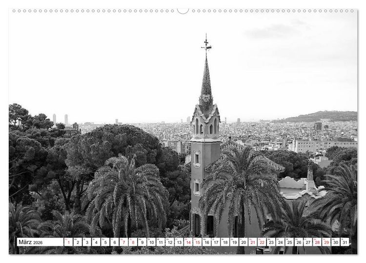 Produktbild: Barcelona Schwarz / Wei&szlig; Impressionen (hochwertiger Premium Wandkalender 2026 DIN A2 quer), Kunstdruck in Hochglanz