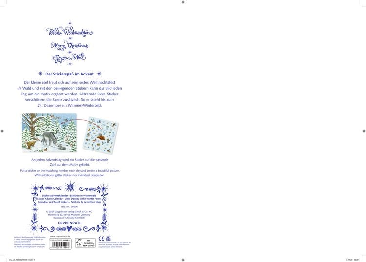 Produktbild: Eselchen im Winterwald, Sticker-Adventskalender
