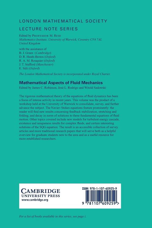 Produktbild: Mathematical Aspects of Fluid Mechanics