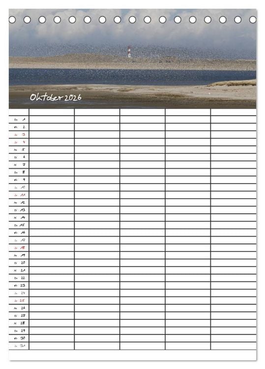 Produktbild: Familienplaner - Sylt (Tischkalender 2026 DIN A5 hoch), CALVENDO Monatskalender
