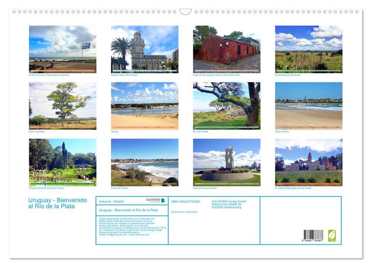 Produktbild: Uruguay - Bienvenido al R&iacute;o de la Plata (Wandkalender 2026 DIN A2 quer), CALVENDO Monatskalender