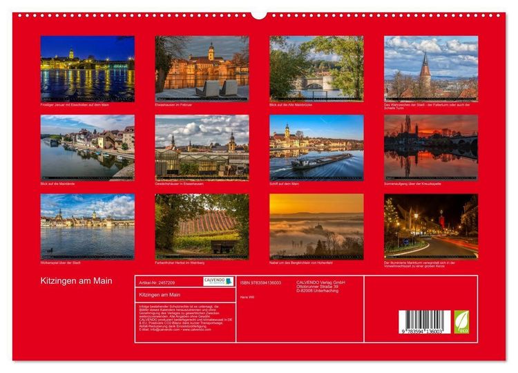 Produktbild: Kitzingen am Main (hochwertiger Premium Wandkalender 2027 DIN A2 quer), Kunstdruck in Hochglanz