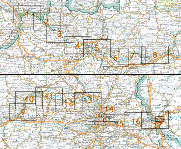 Produktbild: Radatlas Donauradweg Passau - Wien - Bratislava