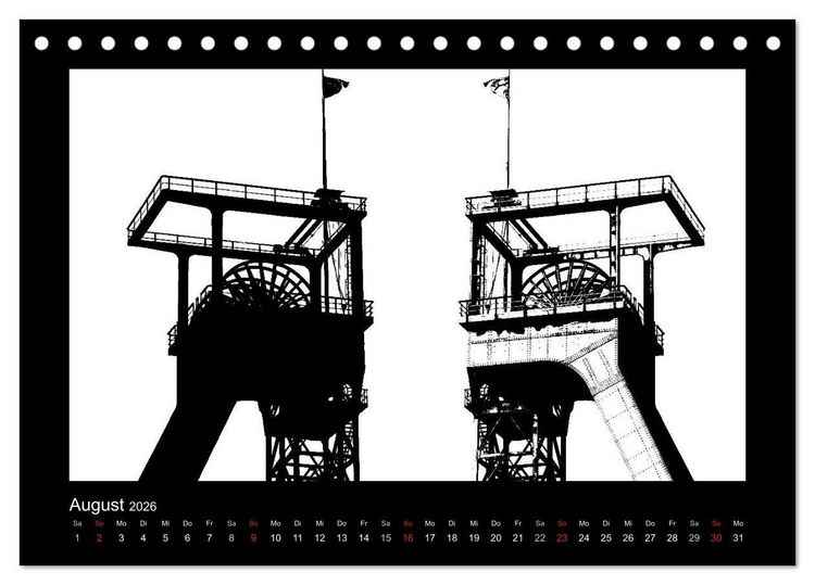 Produktbild: Ruhrpott und Niederrhein in Schwarzwei&szlig; (Tischkalender 2026 DIN A5 quer), CALVENDO Monatskalender