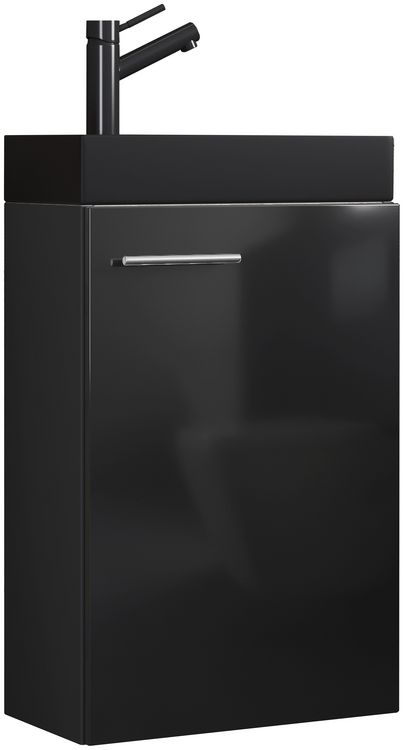 Produktbild: 2-tlg Waschtisch Slito Toilette schmal Schwarz