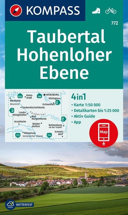 Produktbild: KOMPASS Wanderkarte 772 Taubertal, Hohenloher Ebene 1:50.000
