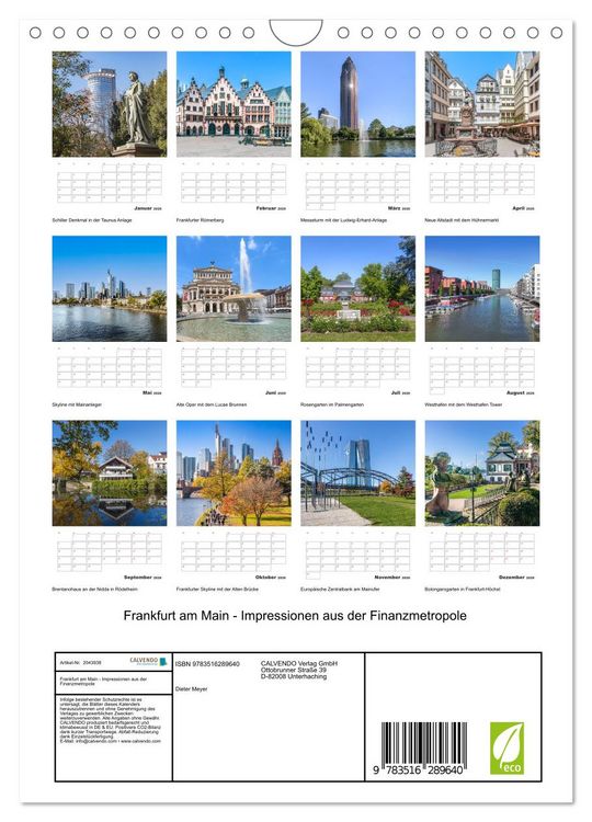 Produktbild: Frankfurt am Main - Impressionen aus der Finanzmetropole (Wandkalender 2026 DIN A4 hoch), CALVENDO Monatskalender