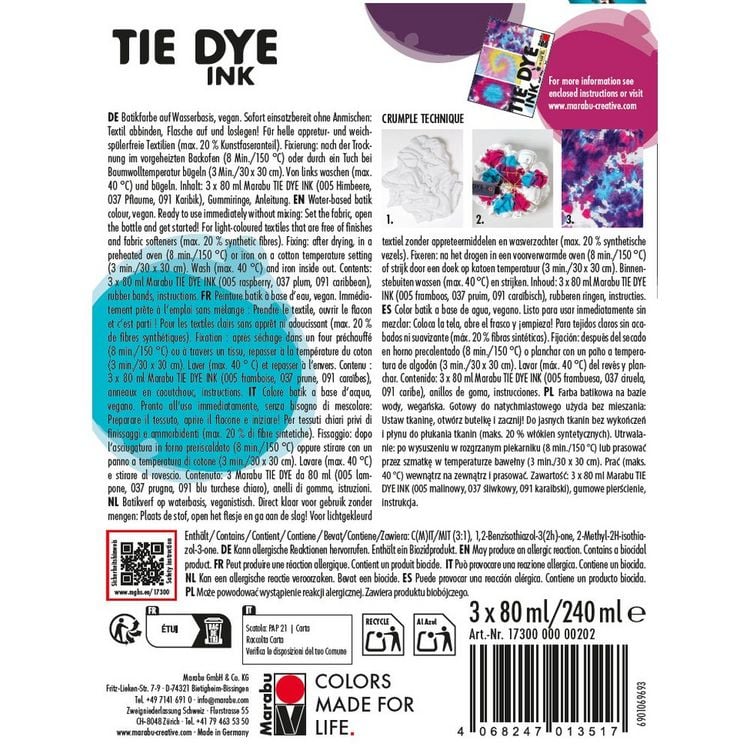 Produktbild: MARABU Batikfarben Tie Dye Ink, Trend himbeere, pflaume und karibik