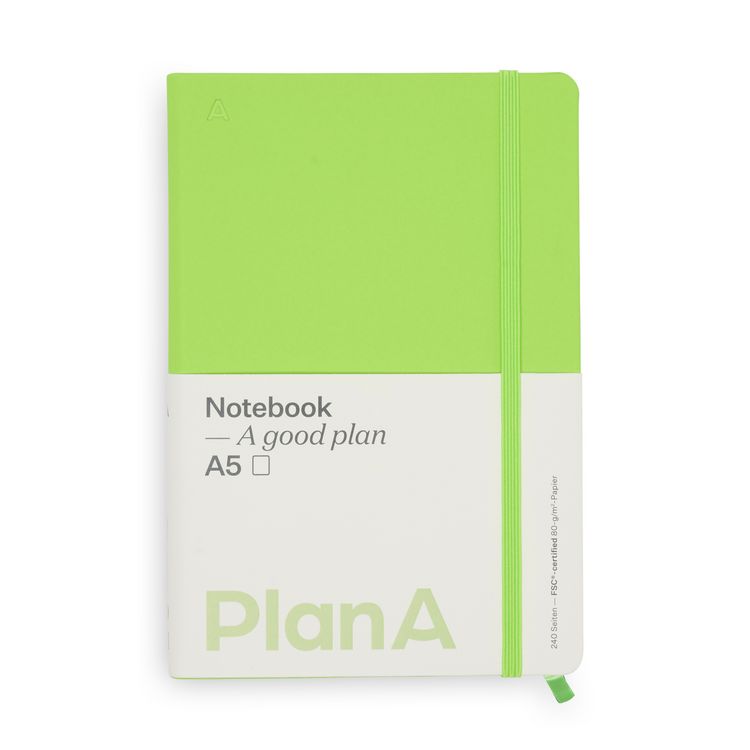 Produktbild: Notizbuch A5 Hardcover Kiwi Green Blanko, 240 Seiten