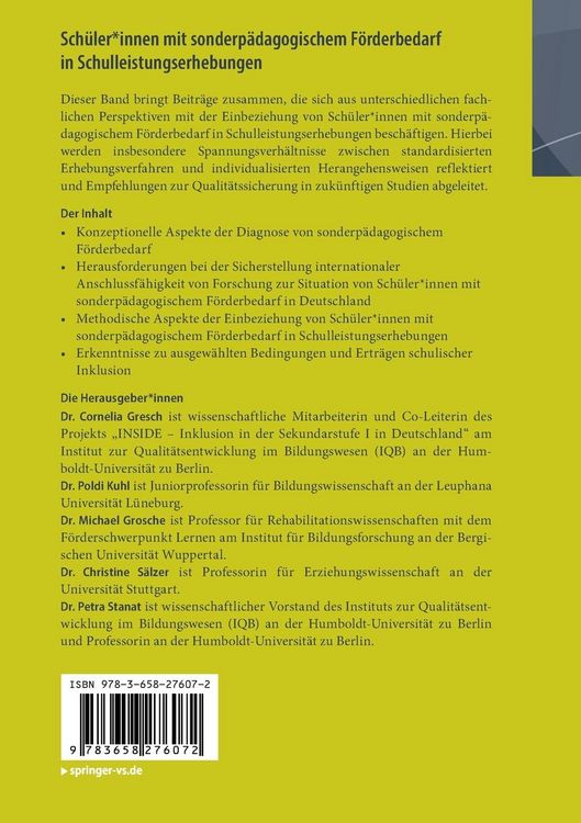 Produktbild: Sch&uuml;ler*innen mit sonderp&auml;dagogischem F&ouml;rderbedarf in Schulleistungserhebungen