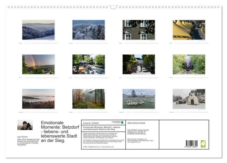 Produktbild: Emotionale Momente: Betzdorf - liebens- und lebenswerte Stadt an der Sieg. (Wandkalender 2026 DIN A2 quer), CALVENDO Monatskalender