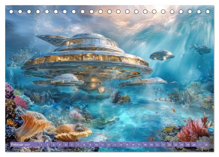 Produktbild: Tauche ein in die Zukunft - Science Fiction Unterwasserwelten (Tischkalender 2027 DIN A5 quer), CALVENDO Monatskalender