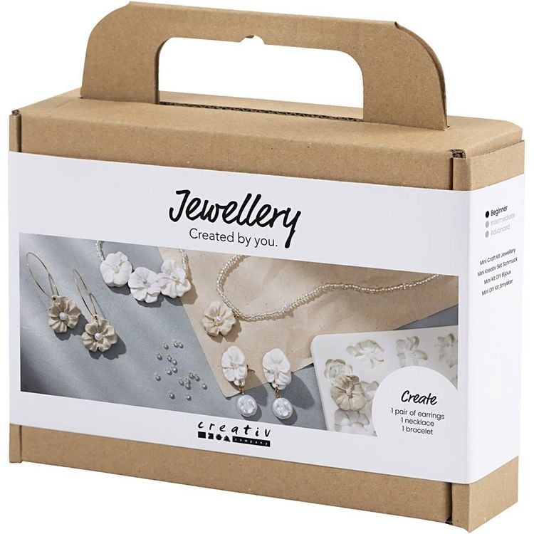 Produktbild: Creativ Company Mini Kreativ Set Schmuck, Ohrringe, Armband und, Halskette im Blumendesign, Beige, Hellbeige, Beige