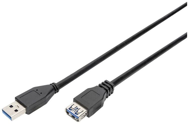 Produktbild: Digitus USB-Kabel USB 3.2 Gen1 USB-A Stecker, USB-A Buchse 3.00m Schwarz AK-300203-030-S