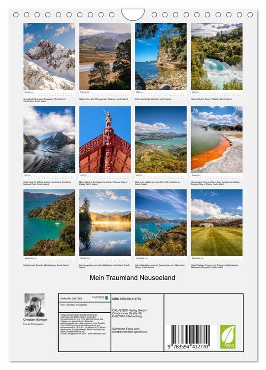 Produktbild: Mein Traumland Neuseeland (Wandkalender 2027 DIN A4 hoch), CALVENDO Monatskalender