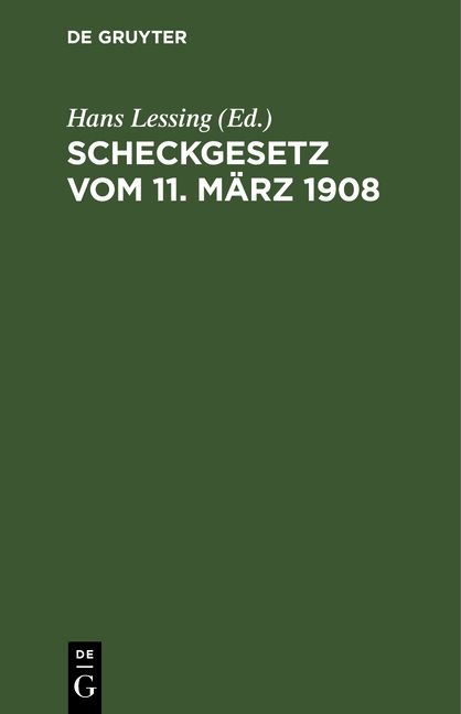 Produktbild: Scheckgesetz vom 11. M&auml;rz 1908