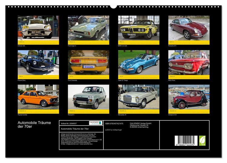 Produktbild: Automobile Tr&auml;ume der 70er (hochwertiger Premium Wandkalender 2026 DIN A2 quer), Kunstdruck in Hochglanz