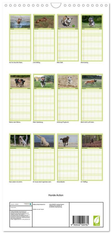 Produktbild: Familienplaner 2026 - Hunde Action mit 5 Spalten (Wandkalender, 21 x 45 cm) CALVENDO