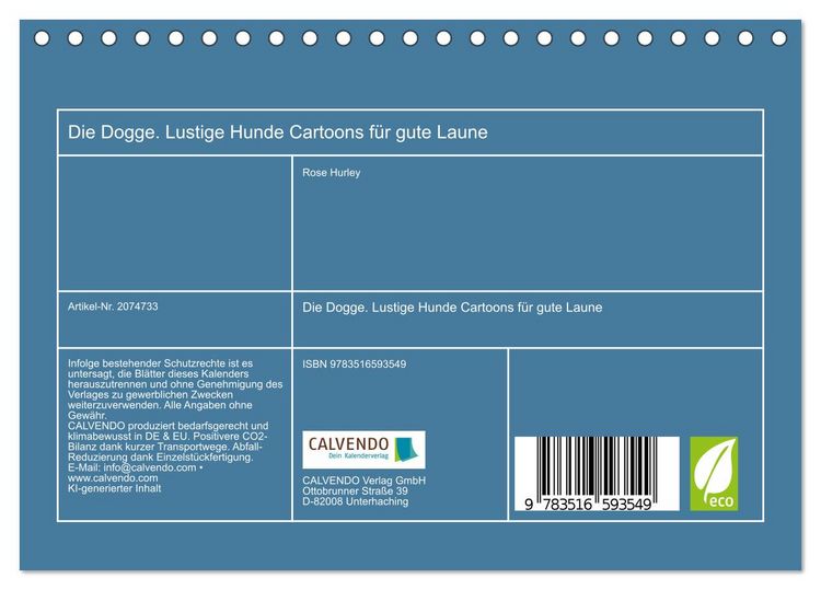 Produktbild: Die Dogge. Lustige Hunde Cartoons f&uuml;r gute Laune (Tischkalender 2026 DIN A5 quer), CALVENDO Monatskalender