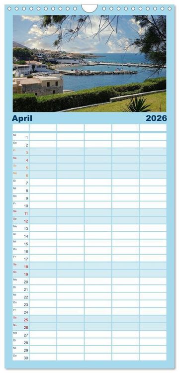 Produktbild: Familienplaner 2026 - Kretas bezaubernder Norden mit 5 Spalten (Wandkalender, 21 x 45 cm) CALVENDO