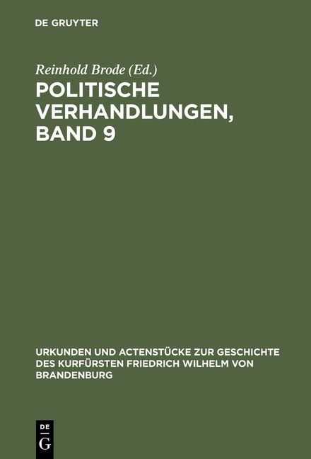 Produktbild: Politische Verhandlungen, Band 9