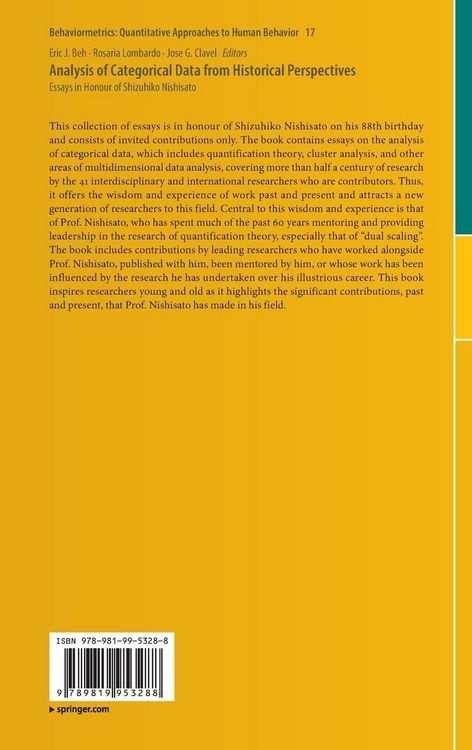 Produktbild: Analysis of Categorical Data from Historical Perspectives