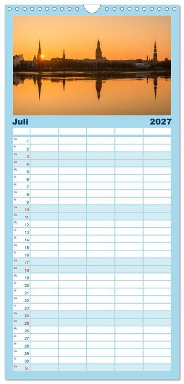 Produktbild: Familienplaner 2027 - Riga - Paris des Ostens mit 5 Spalten (Wandkalender, 21 x 45 cm) CALVENDO